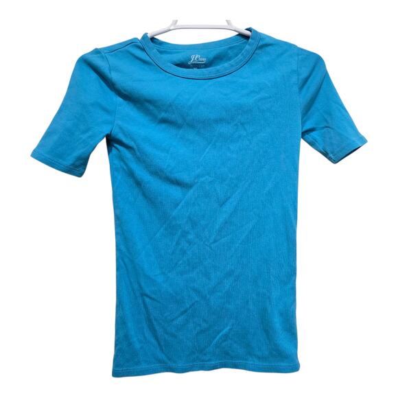 J.Crew Perfect Fit Cotton Tee Aqua Blue Top XXS - Picture 1 of 6